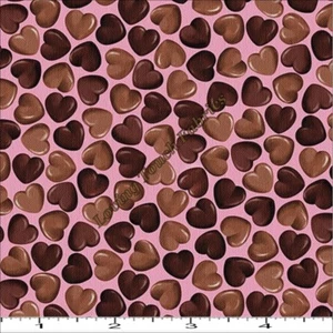BENARTEX "OH FUDGE!" 8355-22 CHOCOLATE CANDY HEARTS FABRIC (SIZE SELECTION) - Picture 1 of 1
