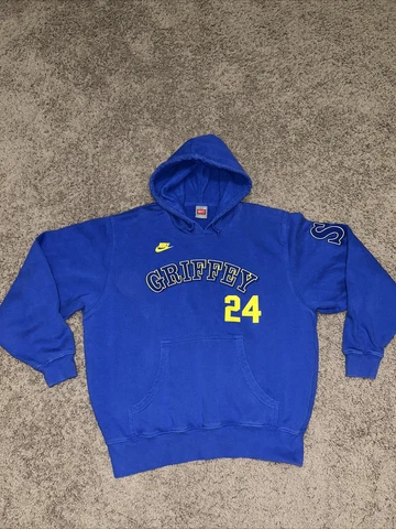 Nike Seattle Mariners Ken Griffey JR Hoodie Sweatshirt Royal Blue Mens Medium Cover