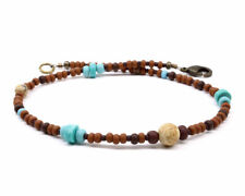Anklet - Beach Ankle Bracelet Matte Brown Glass, Jasper and Turquoise