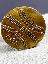 Vtg 1935 Chicago Daily News Screw Pin Pinback American Legion Junior Baseball