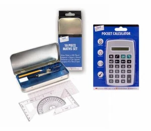 Juego de matemáticas de regreso a la escuela kit calculadora transportador regla cuadrada brújula borradora - Imagen 1 de 4