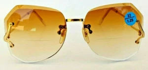 NWT Vintage 90's Lady Small Diamond Cut BiFocal Reading Sunglasses +1.50 (Brown) - Picture 1 of 4