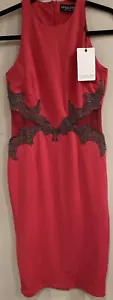 Vestido Little Mistress talla 8 rosa y metálico hasta la rodilla sin mangas nuevo con etiquetas - Imagen 1 de 4