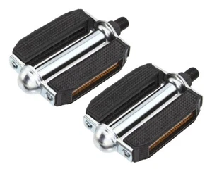 ALTA 1/2" CHROME/BLACK VINTAGE SCHWINN STYLE BLOCK PEDALS, CRUISER LOWRIDER BIKE - Picture 1 of 1