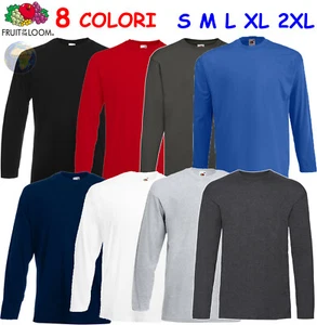 Men's T-Shirt Fruit Of The Loom Solid Color Long Sleeve Shirt - Picture 1 of 12