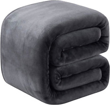 Thick Heavy Winter Warm Soft Mink Queen Size Fleece Blanket - 90 x 90 Dark Gr