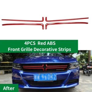 Rejilla Frontal Decoración Tira Marco Cubierta Borde Cubierta Para Dodge Charger 2015+ 4 PIEZAS Rojo - Imagen 1 de 9