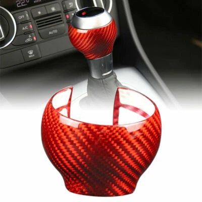 Real Red Carbon Fiber Gear Shift Knob Cover Trim Fit For Audi A3 S3 Q3 - Image 1 of 4