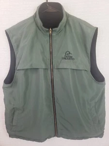 Ducks Unlimited Reversible Green Black  Full Zip Vest Men's Size L DU Chest Logo - Picture 1 of 21