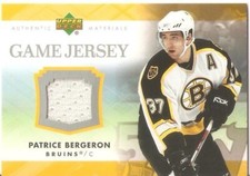 2007-08 PATRICE BERGERON UPPER DECK SERIES 1 GAME JERSEY  #J-PB