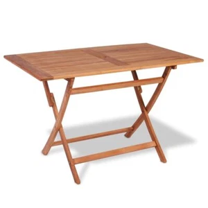vidaXL Solid Teak Wood Folding Patio Table 47.2" Outdoor Garden Terrace Tea - Picture 1 of 5