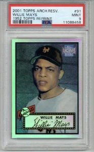 2001 Topps Archives Reserve 1952 Reprint Refractor #91 Willie Mays Card PSA 9 - Bild 1 von 2