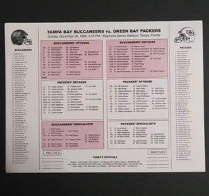 Tampa Bay Buccaneers vs Green Bay Football Media Guide Gioco Flip Card 26/12/1999 - Foto 1 di 5