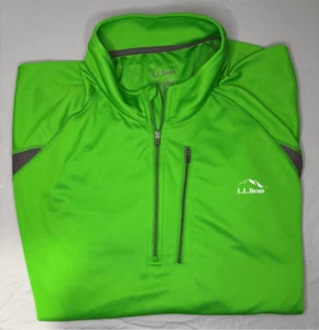 LL Bean Mens Neon Green 1/4 Zip Pullover Jacket Lightweight XXL - Picture 1 of 8