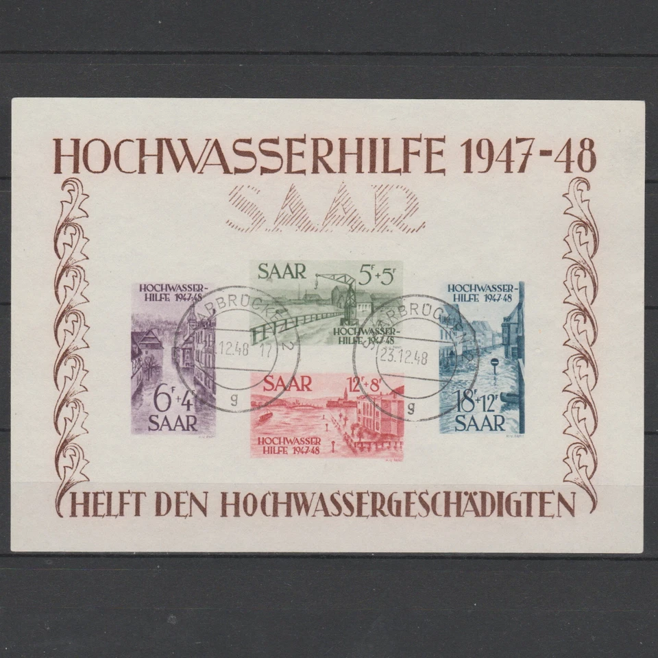 Saarland 1948 block 1 Hochwasser used - Image 1 of 1