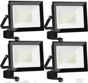 Foco de inundación LED 4x50W foco exterior foco de construcción lámpara enchufe - Imagen 1 de 12