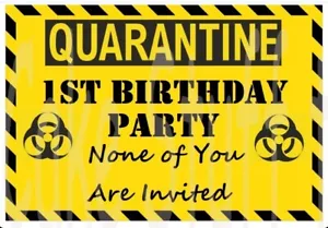 Quaratine Party Edible Cake Topper Decoration - Picture 1 of 2