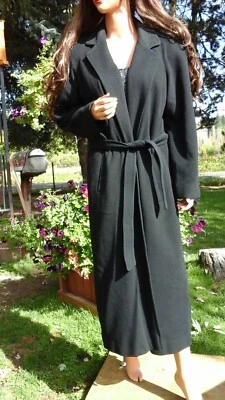 VTG I. MAGNIN REGAL BLACK LONG CASHMERE DRESS COAT WOMEN'S SIZE LARGE 10 12 TALL - Image 1 of 4