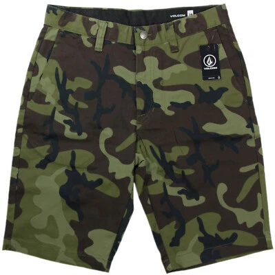 VOLCOM vMonty 22" stretch Camo Shorts- NEW- $50 army green Skate/surf chinos-  - Image 1 of 2