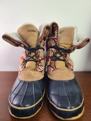 Botas de neve Khombu Vail Fair Isle forradas de lã inverno pato tamanho 8M/9,5W - Imagem 1 de 4
