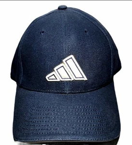 🧢 Rare Adidas Fitted Cap Blue Hat Size 7-1/8 (3D Zag Logo Outlined) 100% Cotton - Picture 1 of 12