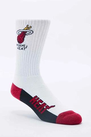 Miami Heat Crew Socks Large Size 10 to 13 White Cover