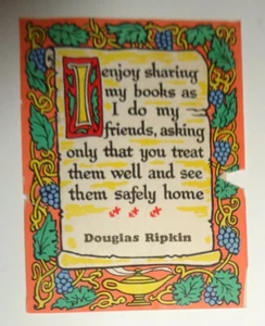 Douglas Ripkin - Ex Libris Bookplate - 1930s - Picture 1 of 2