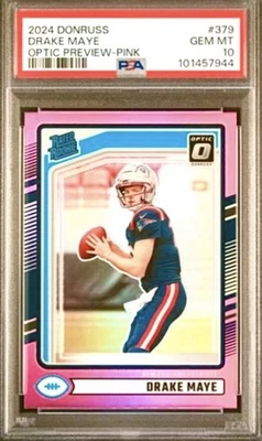 2024 Donruss Optic Drake Maye Pink Prism PSA 10 Gem 🔥CHASE PACK Read 2nd Photo - Image 1 of 4