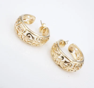 Pendientes de aro James Avery 14k Adoree filigrana oro amarillo 0,8" retirados EG2715 Foto 1 de 4