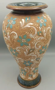 1904 Antique Doulton Slater Lambeth Stoneware Vase X5990 VGC 26cm high J.Lasham - Picture 1 of 9