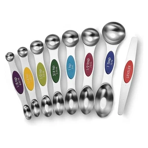 Magnetic Measuring Spoons Set - Stainless Steel Stackable Dual Sided Teaspoon... - Picture 1 of 7