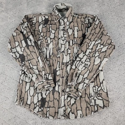 VTG Trebark Camo Fleece Shirt Mens M Long Sleeve Button Front Collared Hunting - Image 1 of 4