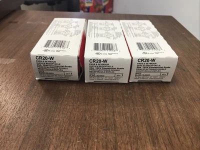 3 Pass & Seymour CR20-W Legrand Duplex Receptacle 20A 125V Commercial Grade - Image 1 of 4