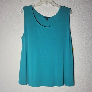 Neu ohne Etikett Eileen Fisher ärmelloses Damen-Tanktop 100 % Seide U-Ausschnitt blau Größe 1X - Bild 1 von 10