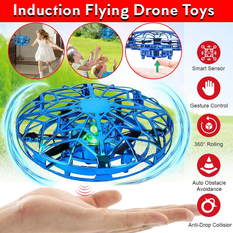 Mini UFO Drohne Fliegender Spielzeug Quadcopter Kinder Infrarot-Induktion Drone - Bild 1 von 4
