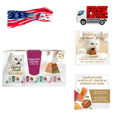 Gems Pate Cat Food Mousse and a Halo of Savory Gravy Wet Cat Food Variety Pac... - Image 1 of 4