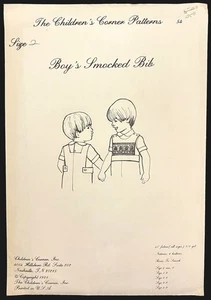 Babero ajustado talla 2 corte parcial niños patrón de esquina 54 Smocking - Imagen 1 de 2