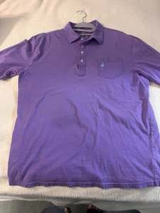 Polo Johnnie-O Prep-formance tinta unita viola uomo L LG tasca logo golf - Foto 1 di 11