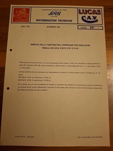 LUCAS C.A.V. -BRB Informazioni Tecniche 1966 N*7-taratura Amperaggio Mod  RB 340 - Foto 1 di 1