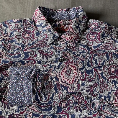 Robert Graham Shirt Mens Large Blue Red Paisley Classic Fit Stretch Long Sleeve - Image 1 of 4