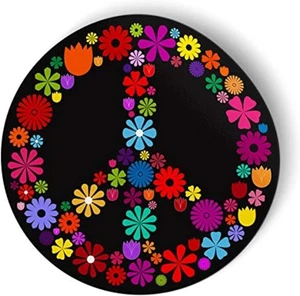 Peace Sign Flowers - 5.5" Magnet for Car Locker 5.5'' x 5.5'', Multi Color - Picture 1 of 2