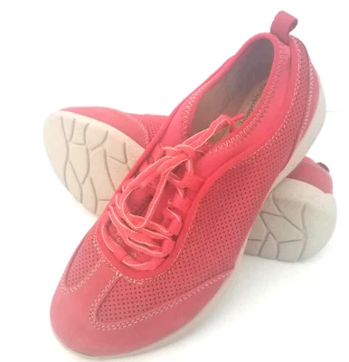 Nuevo para mujer Softpots Tarin Corallo rojo nobuck y tela de neopreno 8W Foto 1 de 4