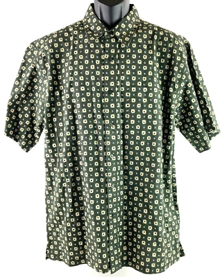 Nueva Camisa Knights Bridge Mediana Verde Geométrica Manga Corta Botones Bowling Foto 1 de 4