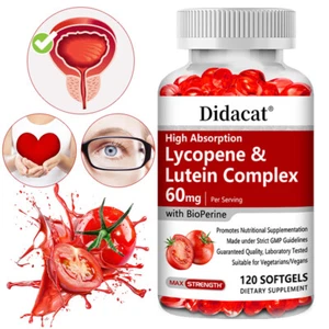 Complejo de licopeno y luteína 60 mg, apoya la salud de la próstata, el corazón y los ojos - Imagen 1 de 12
