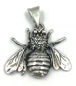 Vintage Mexican Sterling Silver Large Honey Bee Pendant Mid Century - Picture 1 of 10