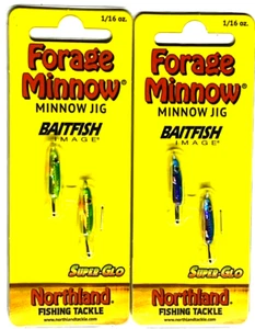 Northland Forage Minnow Super-Glo 1/16oz S G Perch 2ct & 1/16oz S G Rainbow 2ct - Picture 1 of 24