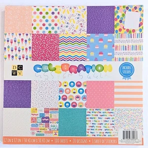 100pg Happy Birthday Party 12x12 Paper Pad Stickers Balloons Cake - Celebration - Picture 1 of 3