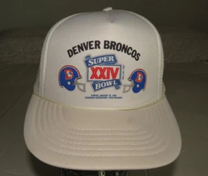 Vintage 1990 Denver Broncos NFL Super Bowl 24 XXIV Mesh Snapback Trucker Hat Cap - Picture 1 of 9