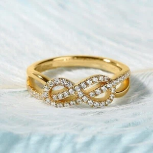 Infinity Band Ring 1.40Ct Round Cut Simulated Diamond In 14k Yellow Gold Plated - Bild 1 von 7