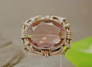 835 Silber Brosche Besatz Oval Zart Lila Jugendstil Art Deco Blätter Kelche - Bild 1 von 12